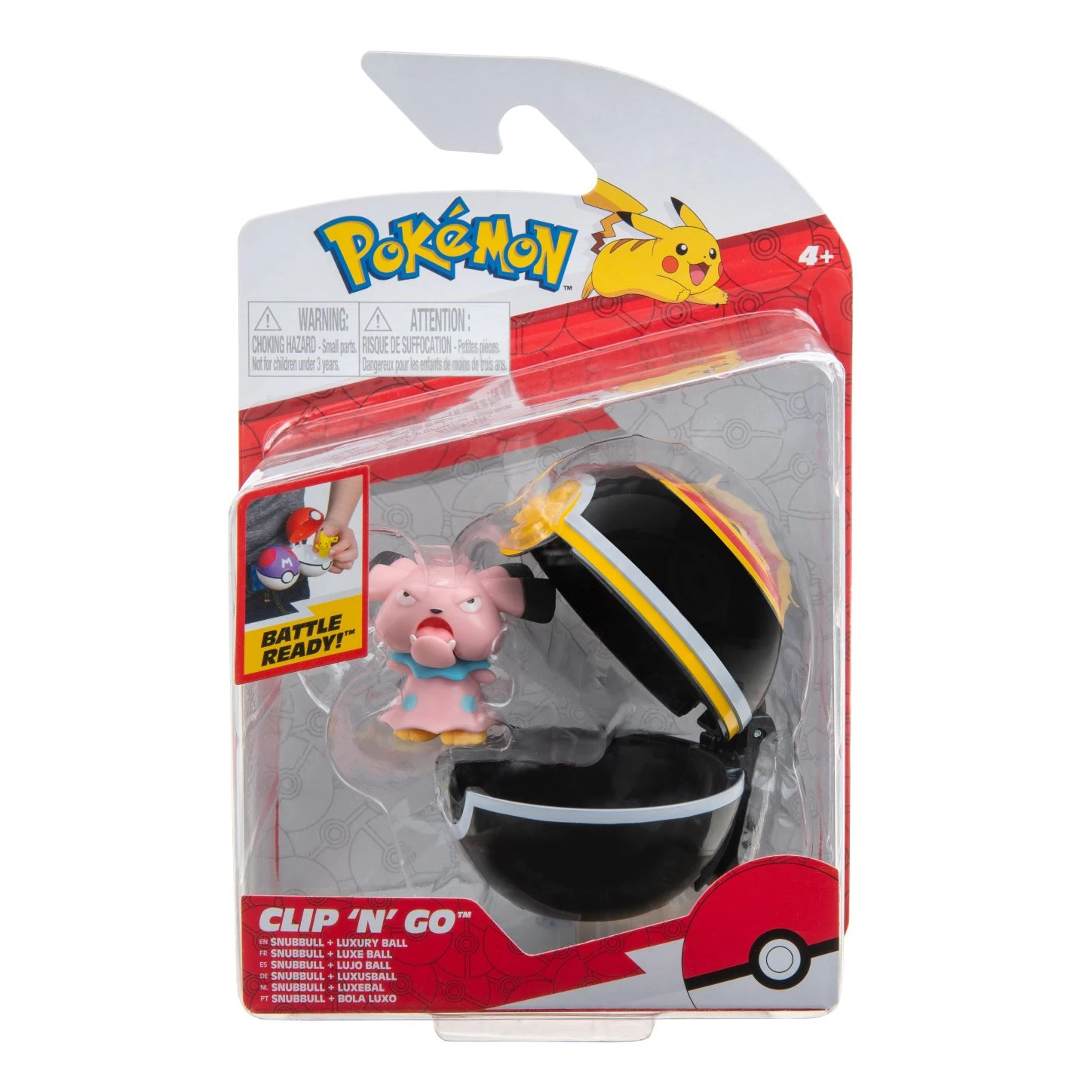 Jazwares PKW2656 Pokemon Figur + Luxusball Clip'n'Go - Snubbull 1 Jazwares PKW2656 Pokemon Figur + Luxusball Clip'n'Go - Snubbull