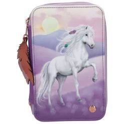 Depesche 11722 Weißes Pferd Miss Melody 3-Fach Federtasche VIOLET DREAMS Lila