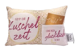 Hergo Geschenk-Kissen Mit Tasche 30x20cm - 1920 Nimm Dir Kuschelzeit