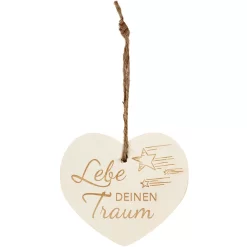 Kleines Vintage-Herz Aus Holz "Lebe Deinen Traum" 24008