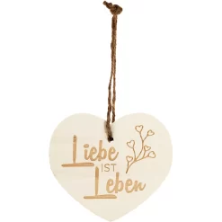Kleines Vintage-Herz Aus Holz "Liebe Ist Leben" 24009