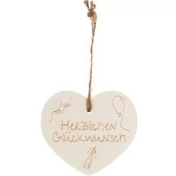 Kleines Vintage-Herz Aus Holz "Herzlichen Glückwunsch" 24017