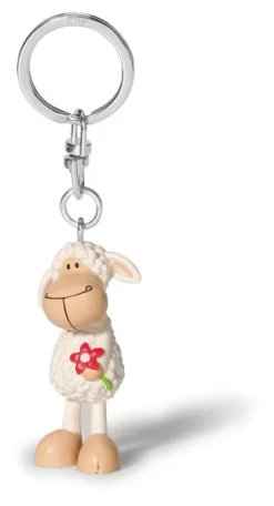 Nici 36939 Keyfriends Schlüsselanhänger Schaf Jolly White Weiß Mit Blume PVC 5cm