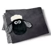 Nici 40142 Plüschdecke Shaun Das Schaf +Kopf Allover Schwarz / Weiß 175 X 140cm