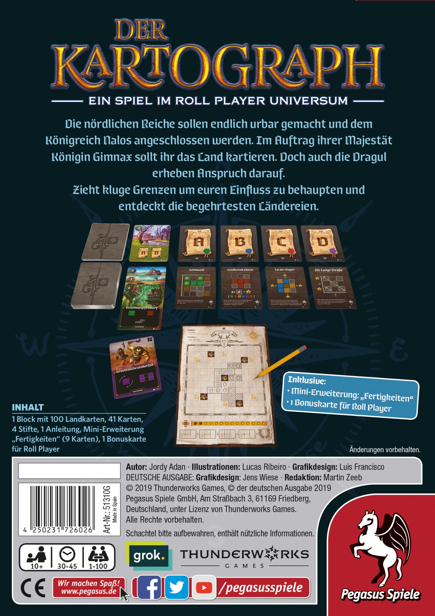 Pegasus Der Kartograph Flip & Write-Spiel Für 1-100 Spieler Ab 10 Jahren 2 Pegasus Der Kartograph Flip & Write-Spiel Für 1-100 Spieler Ab 10 Jahren – Bild 2