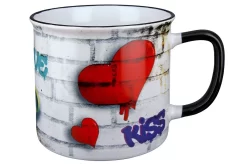 Gilde 44309 Keramik Tasse Streetart "Love" Ca. 390ml -Kuscheiz Geschäft 44309 1 2