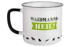 Gilde 46157 Keramik Tasse "WAIDMANNS-HEIL!" Grün Weiß Emaille-Design Ca. 390ml -Kuscheiz Geschäft 46157 3 3