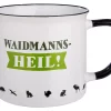 Gilde 46157 Keramik Tasse "WAIDMANNS-HEIL!" Grün Weiß Emaille-Design Ca. 390ml