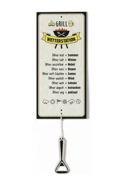 Gilde Alu Schild Wetterstation "Grill" 30x14cm Inkl. Flaschenöffner 46788