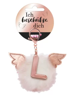 Nici 46981 Taschenanhänger Schutzbommel Mit Flügeln + Pompon Metallbuchstabe L