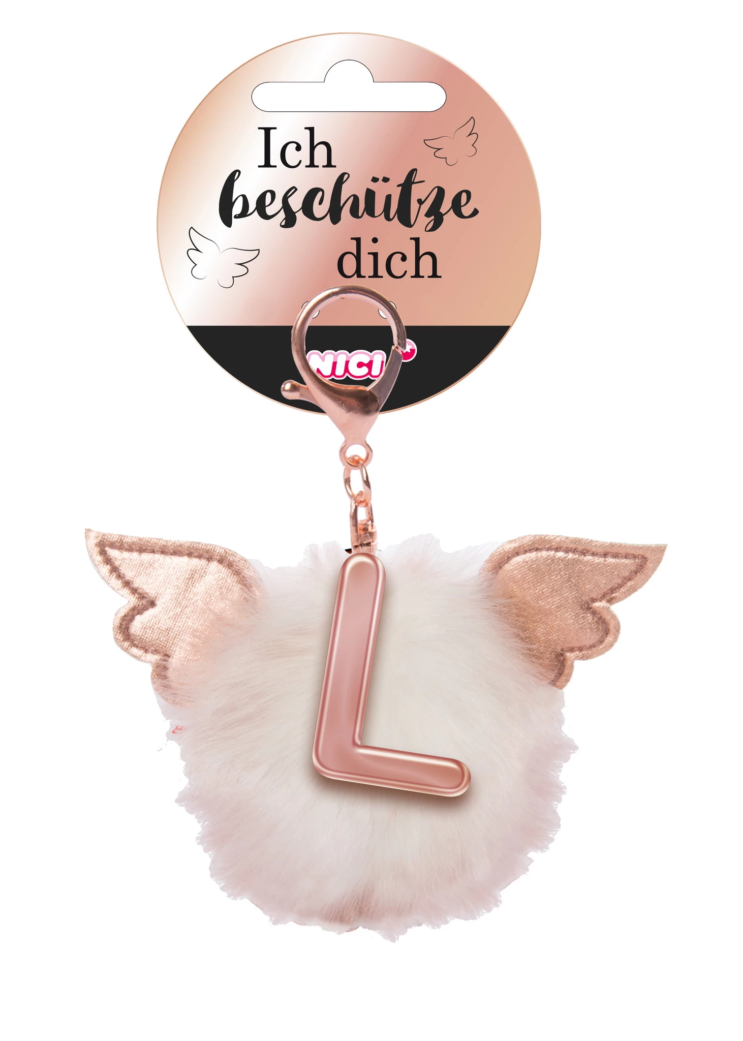 Nici 46981 Taschenanhänger Schutzbommel Mit Flügeln + Pompon Metallbuchstabe L 1 Nici 46981 Taschenanhänger Schutzbommel Mit Flügeln + Pompon Metallbuchstabe L
