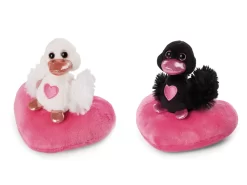 Nici 48264 + 48265 SET Schwäne Auf Herzkissen Ca 13cm Plüsch Love Classics GREEN