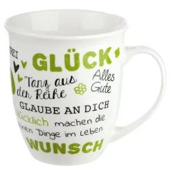 Gilde 49630 Jumbo-Tasse "GLÜCK" Mit Guten Wünschen Ca 400ml Porzellan