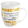Gilde 49633 Jumbo-Tasse "Ruhestand" Mit Sprüchen Gelb 400ml Porzellan