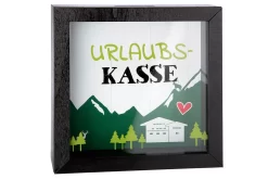 Gilde 49904 Spardose "Urlaubskasse" Schwarz/grün/creme, Mit Sichtfenster