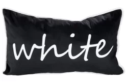 Gilde Stoffkissen "White" Auf Schwarzem Grund Ca. 48x27cm Casablanca Design