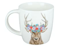 Gilde 49996 Porzellan Tasse "Hirsch Mit Blumenkranz" Ca. 380ml
