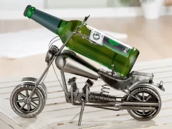 Gilde 65165 Flaschenhalter Motorrad Vernickelt 40cm Für 0,5L Bier/Wein-Flaschen