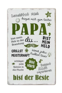 Gilde 68677 Metall Schild Weisheit "Papa" Ca. 19x30 Cm