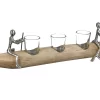 Gilde Alu-Schiffchen Mit Kerzenhalter "Rowing" Aus Mangoholz