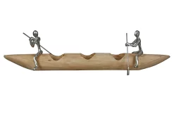 Gilde Alu-Schiffchen Mit Kerzenhalter "Rowing" Aus Mangoholz -Kuscheiz Geschäft 81213 4 16