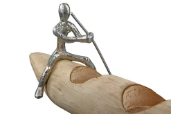 Gilde Alu-Schiffchen Mit Kerzenhalter "Rowing" Aus Mangoholz -Kuscheiz Geschäft 81213 5 16