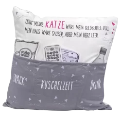 Hergo Sofahelden Kissen Mit Taschen 43x43cm - Katzenkissen 8768