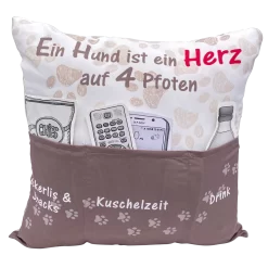 Hergo Sofahelden Kissen Mit Taschen 43x43cm - Hundekissen 8769
