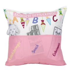 Hergo Sofahelden Kissen Mit Taschen 43x43cm - Schulanfang Mädchen 8771