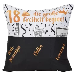 Hergo Sofahelden Kissen Mit Taschen 43x43cm - 18. Geburtstag 8773