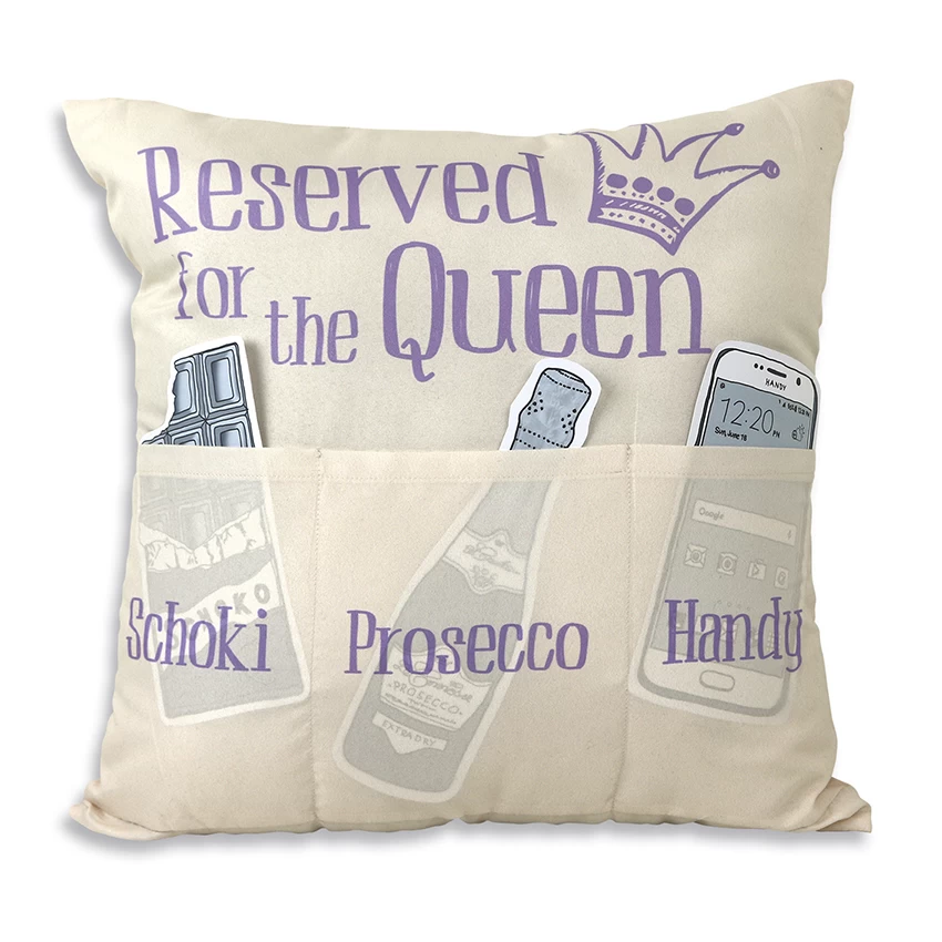 Hergo Sofahelden Kissen Mit Taschen 43x43cm - Reserved For The Queen 8803 1 Hergo Sofahelden Kissen Mit Taschen 43x43cm - Reserved For The Queen 8803
