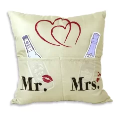 Hergo Sofahelden Kissen Mit Taschen 43x43cm - Mr. & Mrs. 8805