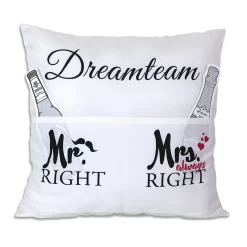 Hergo Sofahelden Kissen Mit Taschen 43x43cm - Dreamteam / Mr. & Mrs. Right 8811