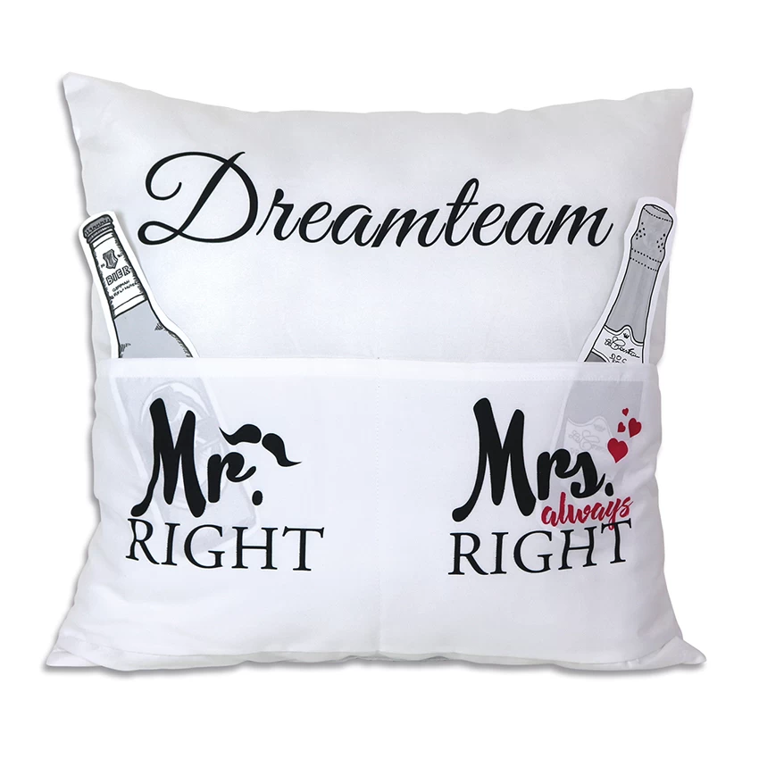 Hergo Sofahelden Kissen Mit Taschen 43x43cm - Dreamteam / Mr. & Mrs. Right 8811 1 Hergo Sofahelden Kissen Mit Taschen 43x43cm - Dreamteam / Mr. & Mrs. Right 8811
