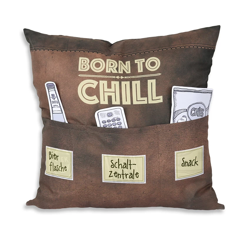 Hergo Sofahelden Kissen Mit Taschen 43x43cm - Born To Chill 8821 1 Hergo Sofahelden Kissen Mit Taschen 43x43cm - Born To Chill 8821
