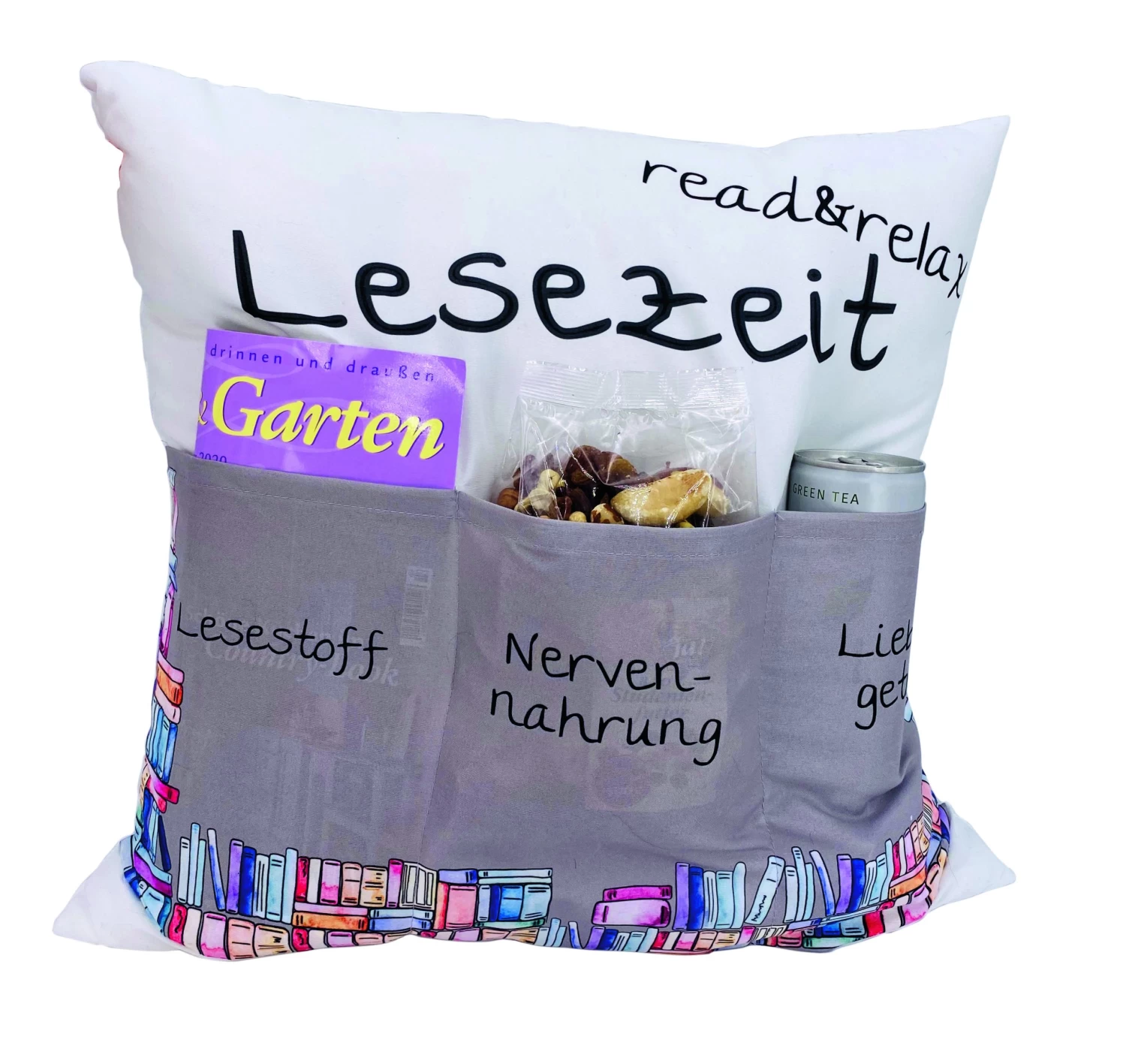 Hergo Sofahelden Kissen Mit Taschen 43x43cm - Lesekissen 8844 1 Hergo Sofahelden Kissen Mit Taschen 43x43cm - Lesekissen 8844