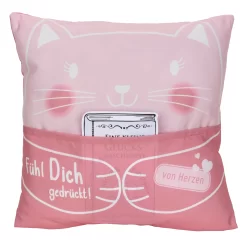 Hergo Sofahelden Kissen Mit Taschen 43x43cm - Kids Umarmung Katze 8955