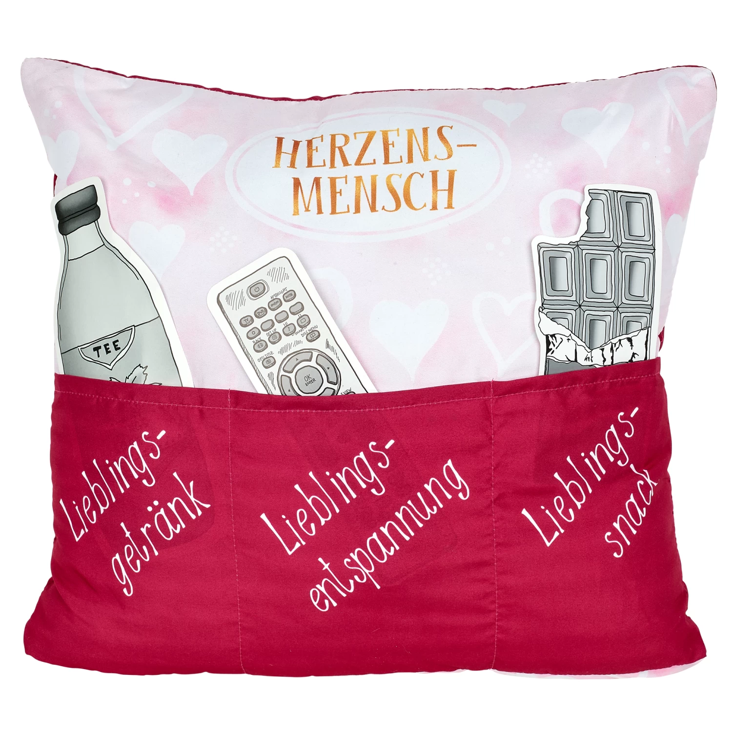 Hergo Sofahelden Kissen Mit Taschen 43x43cm - Herzensmensch 9084 1 Hergo Sofahelden Kissen Mit Taschen 43x43cm - Herzensmensch 9084