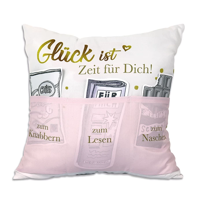 Hergo Sofahelden Kissen Mit Taschen 43x43cm - Glück Ist Zeit Für Dich 9575 1 Hergo Sofahelden Kissen Mit Taschen 43x43cm - Glück Ist Zeit Für Dich 9575