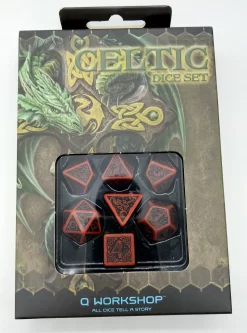 Celtic Dice Set Würfelset Rollenspielwürfel Rot & Schwarz (7 Stück)