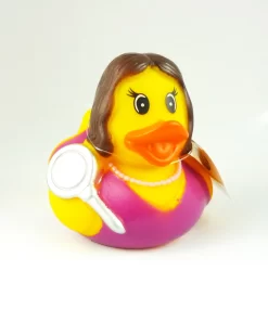 Gummiente Badeente Mit Quietsche - Dame Mit Spiegel Und Lila Kleid