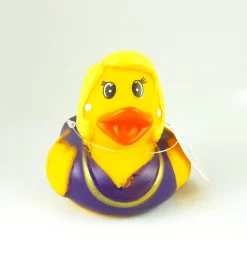 Gummiente Badeente Mit Quietsche - Blonde Dame Im Lila Kleid