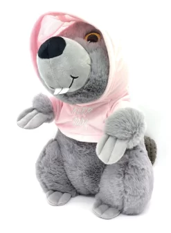 Biber Mit Hoodie Ca 38cm Plüsch Kuscheltier 3855 - Rosa "Keep Cool"