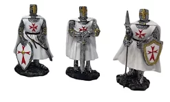 Ritter-Set 3x Figuren Weiss/Rot Mit Schild, Schwert Und Speer MC36129 Set B
