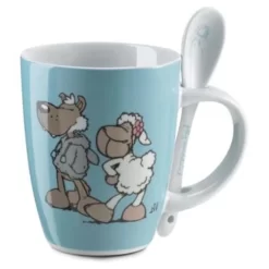 Nici 30052 Tasse Jolly Mäh Wolf Hugo & Schaf Rosa Blau Mit Löffel Porzellan