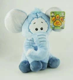 Blauer Elefant Sitzend Mit Comic-Augen Plüsch Kuscheltier Ca 27cm