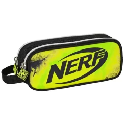 Safta NERF 2-Fach Schlampermäppchen Federmäppchen Schwarz Neon Grün Ca 21x8cm