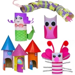 Re Cycle Me - Klorollen Werden Zum Kunstwerk - Mit 5 Kunstprojekten -Kuscheiz Geschäft re cycle me 5 bastelsets papprollen spass 22x25cm 2