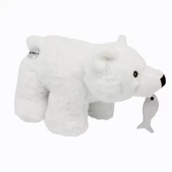 Grupo Moya 13803 Polarbär Eisbär Mit Silbernem Fisch 42cm Stehend Plüsch